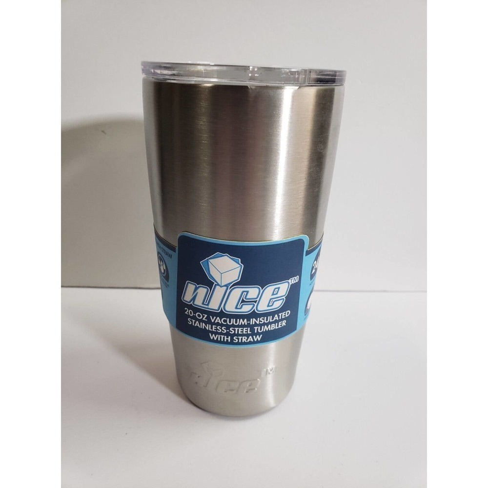 Nice Vacuum-Insulated Stainless Steel Tumbler with Straw 20 oz. Dishwasher Safe